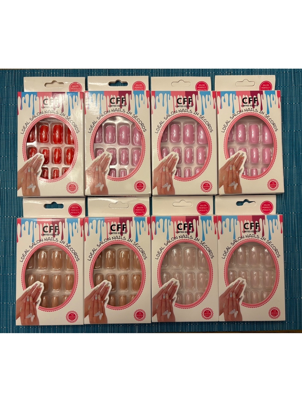 CFF Press On Nails Assorted Styles And Colors 8 Packs, 24 Pieces Each Pack
